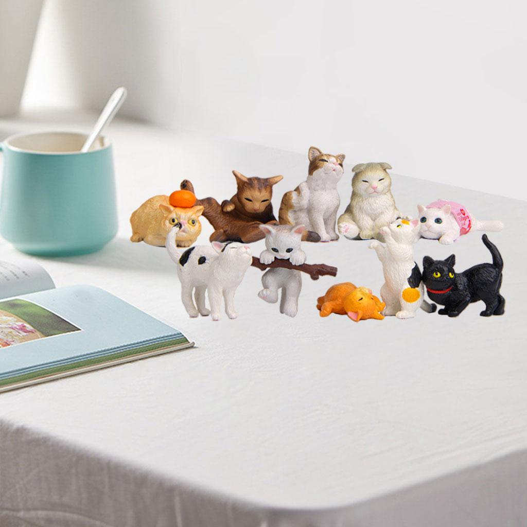 Kids Education Learn Tv - 10 adet PVC kedi figürleri heykelleri