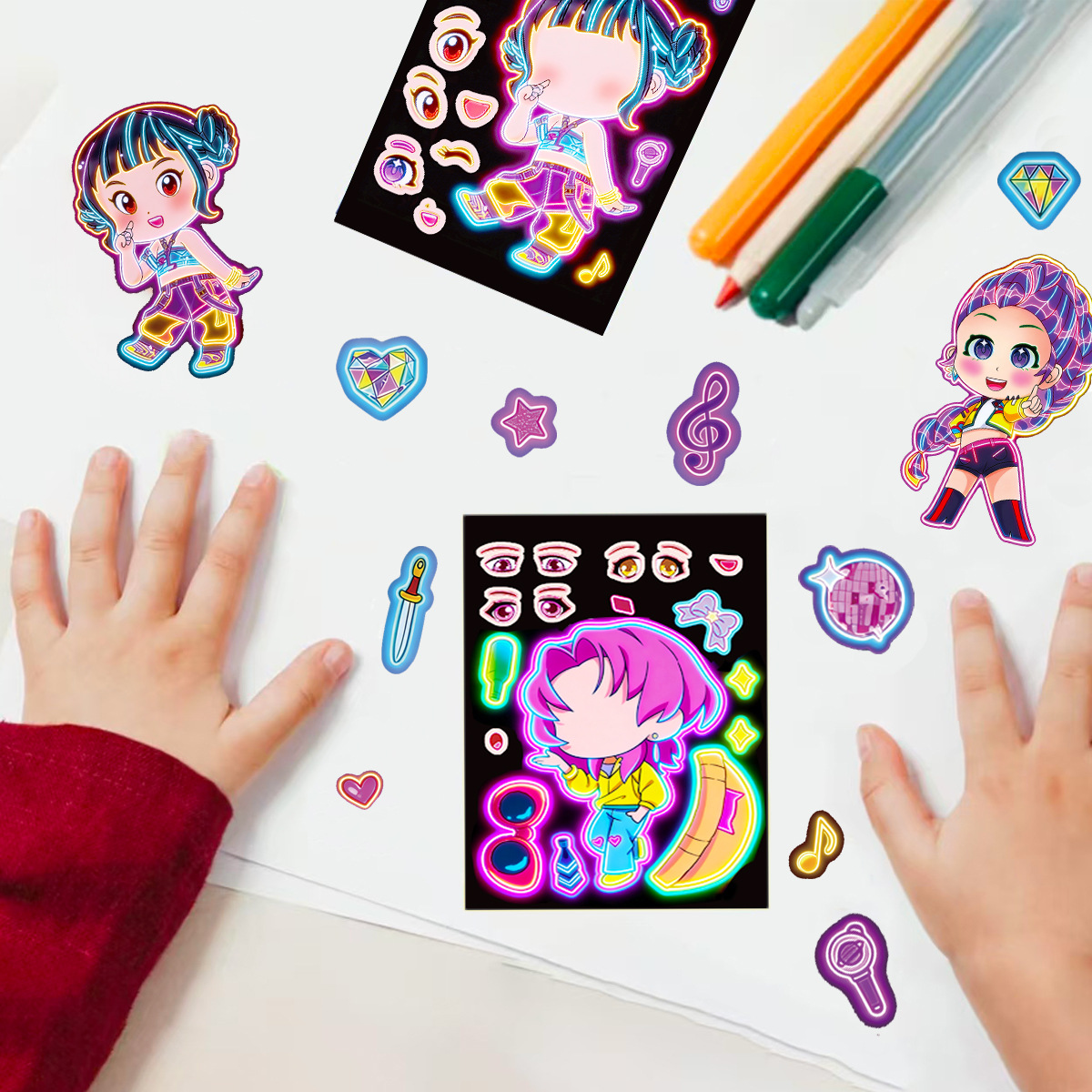 8 adet Komik Kız Çıkartmalar O - Kids Education Music incelemesi ve fiyatı